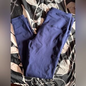 Navy Blue High Waist Leggings w/ Pockets Size L